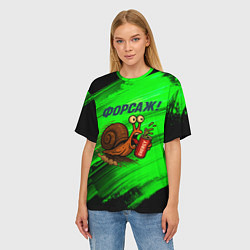 Футболка оверсайз женская Бешеная улитка с энергетиком - форсаж, цвет: 3D-принт — фото 2