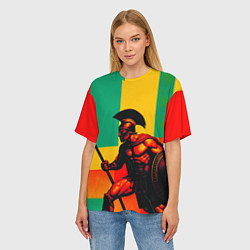 Футболка оверсайз женская Спартанский воин поп-арт, цвет: 3D-принт — фото 2