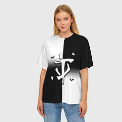 Футболка оверсайз женская Doom black geometry, цвет: 3D-принт — фото 2