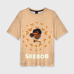 Женская футболка оверсайз Мем скебоб и смайлики