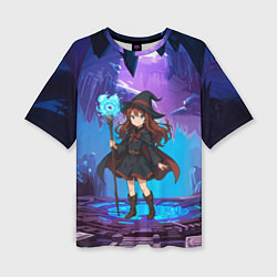 Футболка оверсайз женская Аниме девочка маг с волшебных посохом, цвет: 3D-принт