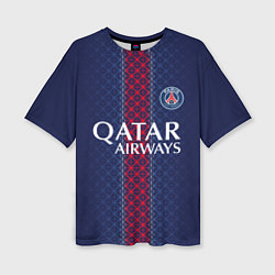 Футболка оверсайз женская ПСЖ домашняя форма 25 26, цвет: 3D-принт