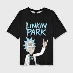 Футболка оверсайз женская Linkin Park и Рик рокер двухсторонняя, цвет: 3D-принт