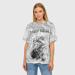 Футболка оверсайз женская Древний воин с топором и медведь, цвет: 3D-принт — фото 2