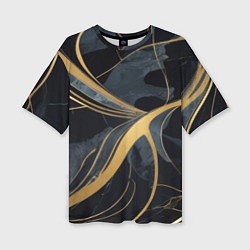 Футболка оверсайз женская Мраморный узор с золотыми полосками, цвет: 3D-принт