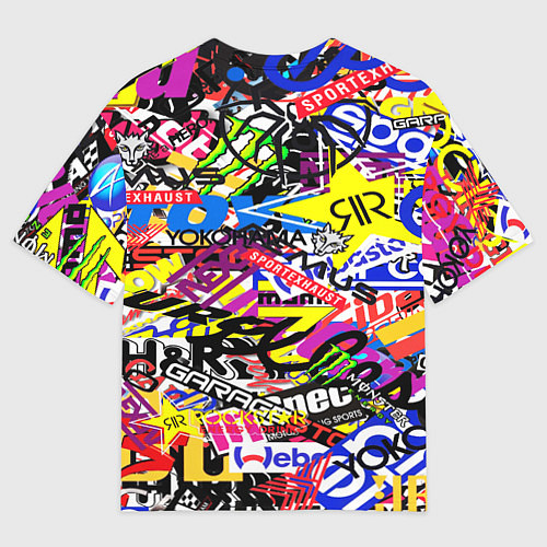 Женская футболка оверсайз Monster energy бренды стикеры / 3D-принт – фото 2