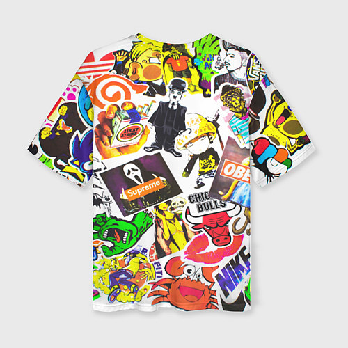 Женская футболка оверсайз Monster energy стикеры бренды / 3D-принт – фото 2