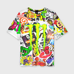 Женская футболка оверсайз Monster energy стикеры бренды