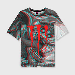 Женская футболка оверсайз Monster energy glitch