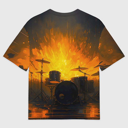 Женская футболка оверсайз Гитарист играющий в пламени / 3D-принт – фото 2