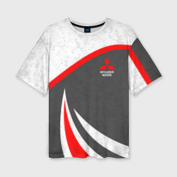 Женская футболка оверсайз Mitsubishi - красный и серый