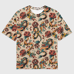 Футболка оверсайз женская Дракон и роза, цвет: 3D-принт