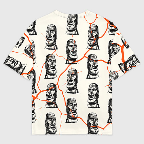 Женская футболка оверсайз Статуи моаи / 3D-принт – фото 2
