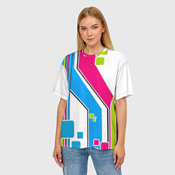 Футболка оверсайз женская Цветное абстрактное искусство, цвет: 3D-принт — фото 2