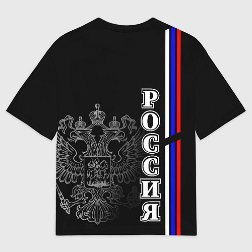 Женская футболка оверсайз Герб России и флаг на груди / 3D-принт – фото 2