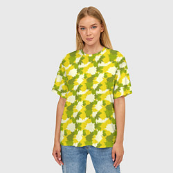 Футболка оверсайз женская Яркий камуфляж желтые и зеленые пятна, цвет: 3D-принт — фото 2