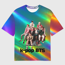 Футболка оверсайз женская BTS радужный блестящий фон, цвет: 3D-принт