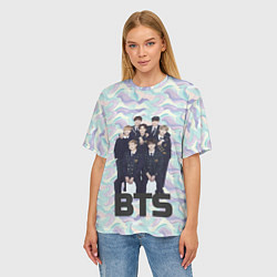 Футболка оверсайз женская BTS совместное фото, цвет: 3D-принт — фото 2