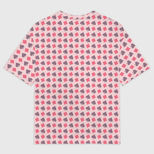 Женская футболка оверсайз Паттерн бубны и пики розовый / 3D-принт – фото 2