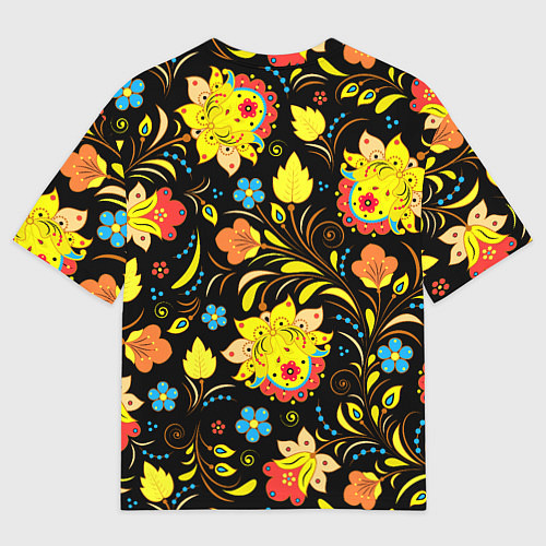 Женская футболка оверсайз Хохлома узор / 3D-принт – фото 2