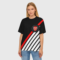 Футболка оверсайз женская Арсенал геометрия полосы, цвет: 3D-принт — фото 2