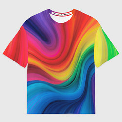 Футболка оверсайз женская Смесь ярких красок волнистыми линиями, цвет: 3D-принт