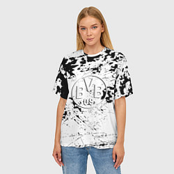 Футболка оверсайз женская Borussia черно белые краски, цвет: 3D-принт — фото 2