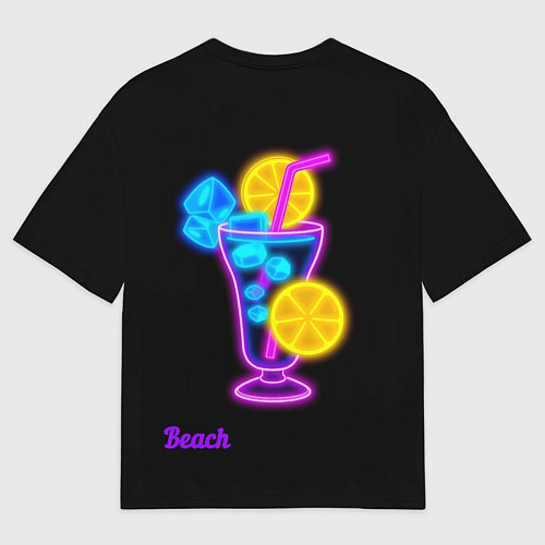 Женская футболка оверсайз Night beach / 3D-принт – фото 2