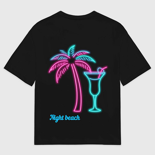 Женская футболка оверсайз Night beach / 3D-принт – фото 2