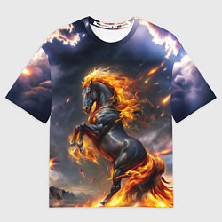 Футболка оверсайз женская Огнегривый скакун, цвет: 3D-принт