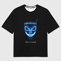 Женская футболка оверсайз Neon skull cocktail