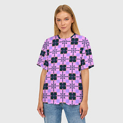 Футболка оверсайз женская Квадраты с цветочными перекрестиями, цвет: 3D-принт — фото 2