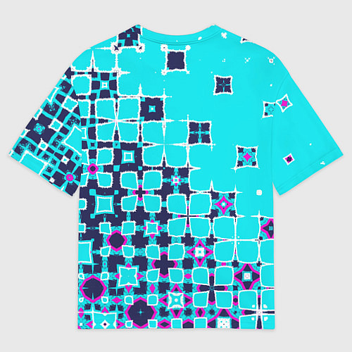 Женская футболка оверсайз Геометрическая метаморфоза на бирюзе / 3D-принт – фото 2