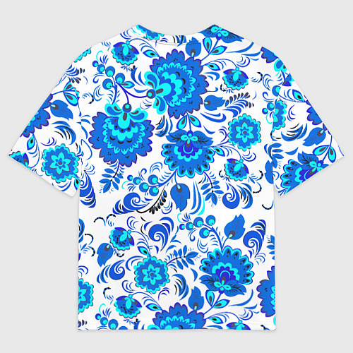 Женская футболка оверсайз Русская матрёшка в гжельских узорах / 3D-принт – фото 2