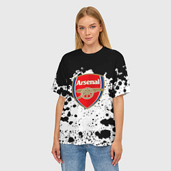 Футболка оверсайз женская Арсенал черно белые краски, цвет: 3D-принт — фото 2