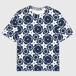 Футболка оверсайз женская Звезды и ромбы на синем, цвет: 3D-принт