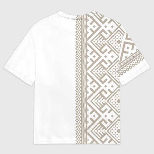 Женская футболка оверсайз Узоры славянские в бежевом цвете / 3D-принт – фото 2