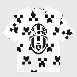 Женская футболка оверсайз Juventus x minecraft pattern
