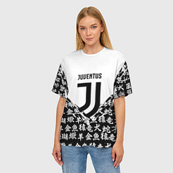Футболка оверсайз женская Juventus символы китайские, цвет: 3D-принт — фото 2