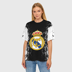 Футболка оверсайз женская Реал Мадрид текстура краски, цвет: 3D-принт — фото 2