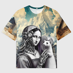 Женская футболка оверсайз Lady with ermine - remake