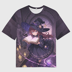 Женская футболка оверсайз Аниме Ведьма Читает Книгу Заклинаний