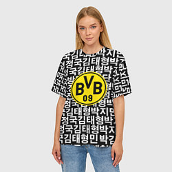 Футболка оверсайз женская Borussia японские символы паттерн, цвет: 3D-принт — фото 2