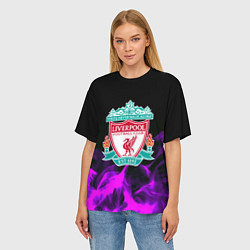 Футболка оверсайз женская Liverpool неоновый огонь, цвет: 3D-принт — фото 2