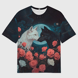Футболка оверсайз женская Влюбленные волки, цвет: 3D-принт