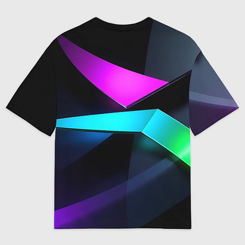 Женская футболка оверсайз Neon colored geometric / 3D-принт – фото 2