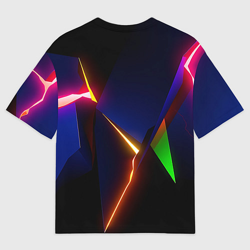 Женская футболка оверсайз Neon colored geometric / 3D-принт – фото 2