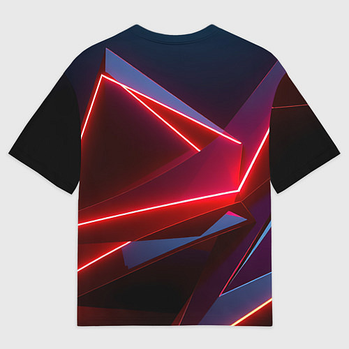 Женская футболка оверсайз Neon laser red / 3D-принт – фото 2