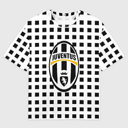 Футболка оверсайз женская Ювентус клетка геометрия, цвет: 3D-принт