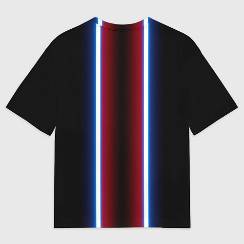 Женская футболка оверсайз Color white blue red neon / 3D-принт – фото 2